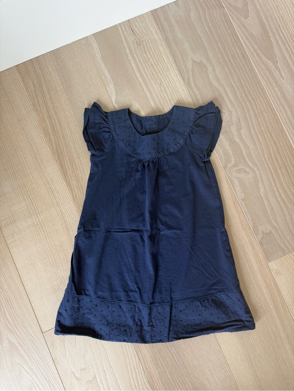 Hanna Andersson Navy Flutter-Sleeve Cotton Dress
